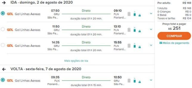 Ofertas do fim de semana voos para Florianópolis a partir de R 251