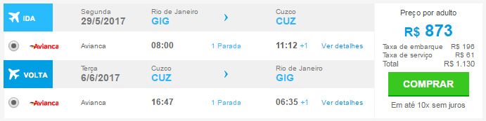passagens aéreas promocionais cusco peru 2017