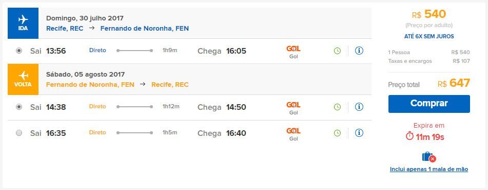 passagens promocionais fernando de noronha