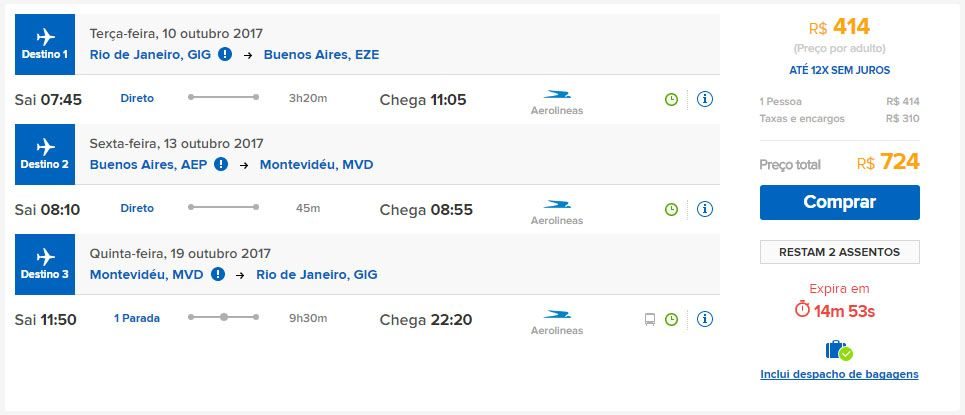 voos promocionais buenos aires e montevidéu