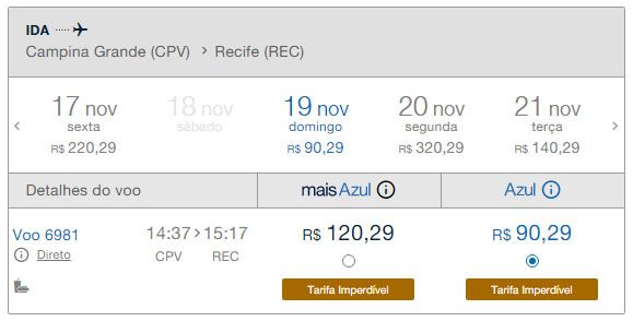 azul passagens aéreas nacionais