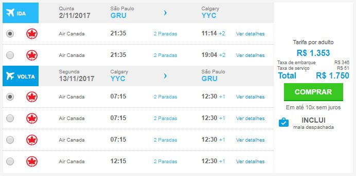 passagens aéreas baratas canadá