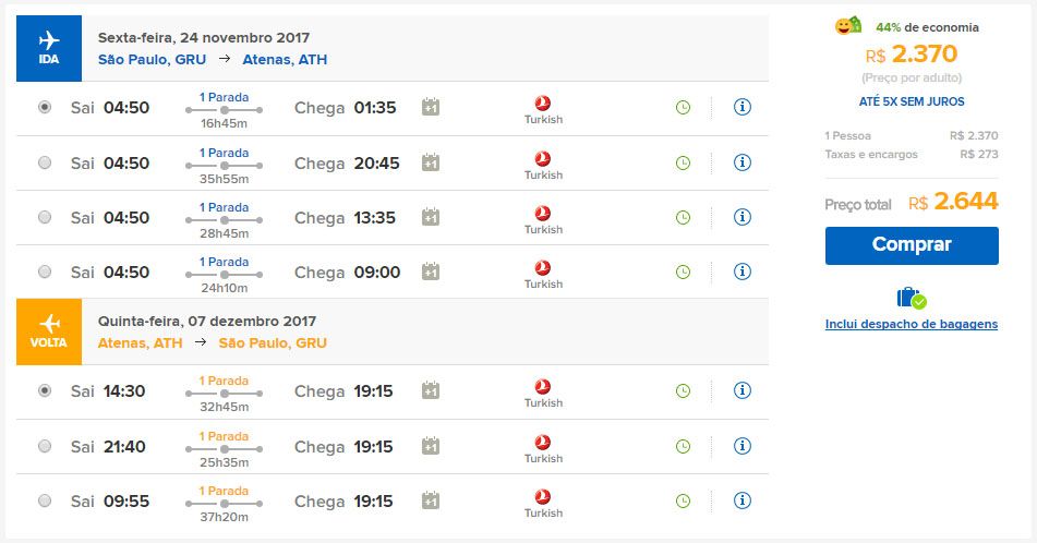 passagens aéreas promocionais atenas grécia