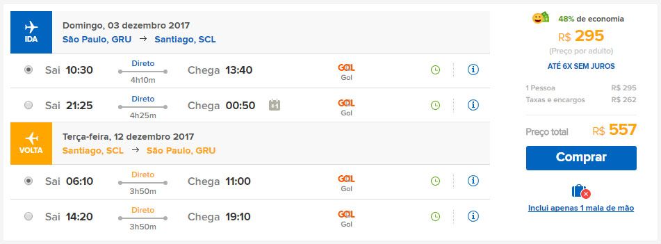passagens promoção santiago