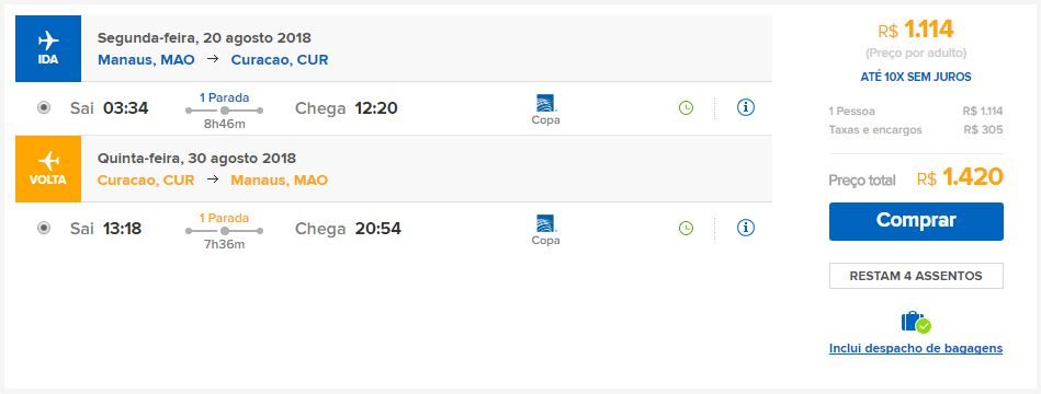 passagens aéreas promocionais curaçao