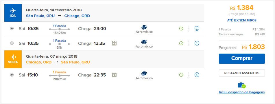 promoção de passagens aéreas estados unidos 2018