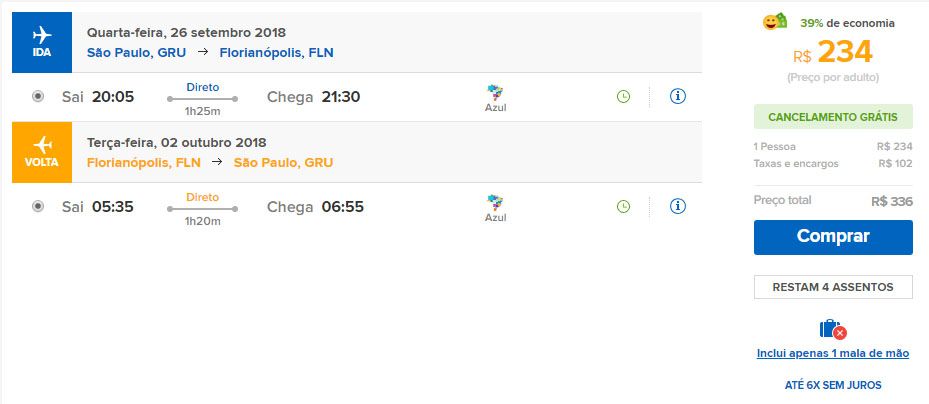 passagens promocionais florianópolis