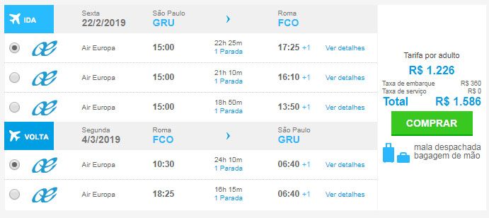 passagens promoção itália