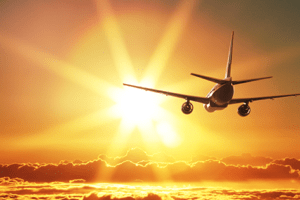 avião direção sol