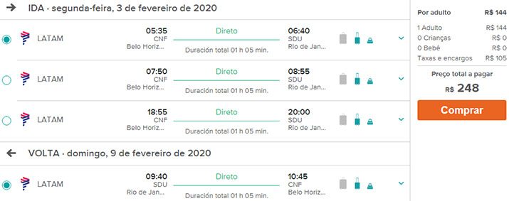 ofertas passagens rio