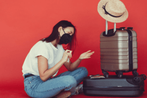 passageira e alcool em gel