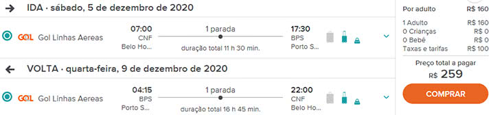 Passagens dezembro 2020 promoção Gol