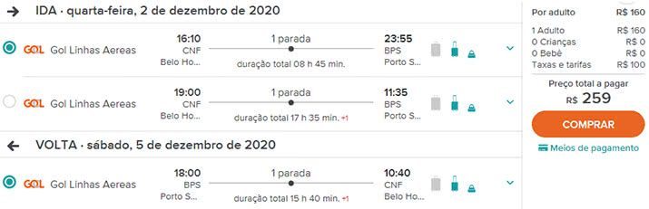 Passagens promoção Gol dezembro 2020