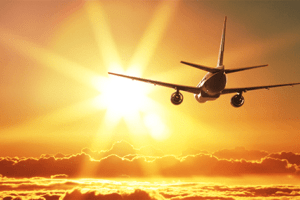 Avião de passageiro sol