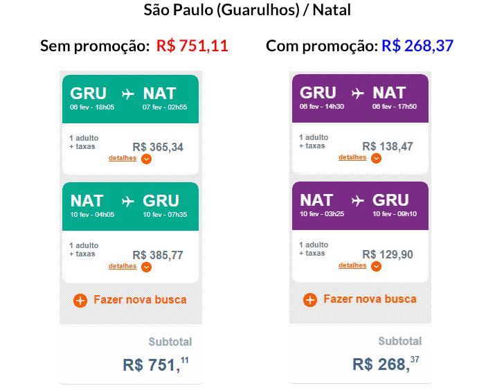 Comparação de preços de passagens