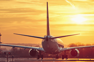 Avião cores pôr do sol