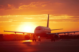 Avião céu colorido