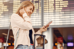 viajante no aeroporto