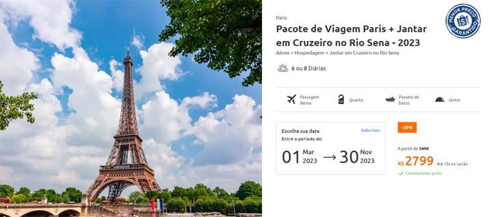 Pacote De Viagem Para Paris 2023 A Partir De R 2 799 Por Pessoa 