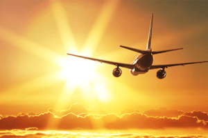 Avião sol nuvens brilho