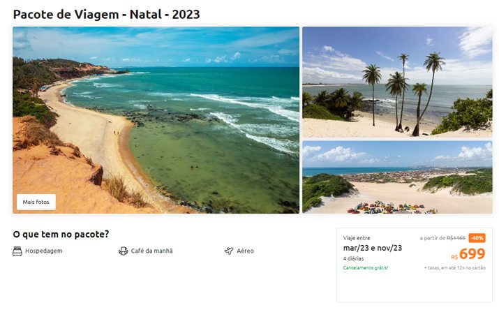 40% de desconto! Pacote de viagem para Natal 2023 a partir de R$ 839 por pessoa com taxas! 40% de desconto! Pacote de viagem para Natal 2023 a partir de R$ 839 por pessoa com taxas!