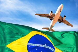 Avião e bandeira do Brasil