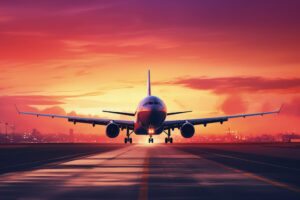 Avião e o fim de tarde