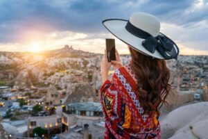 viajante tirando foto turquia