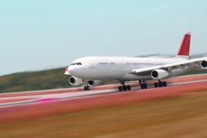 Avião na pista em movimento