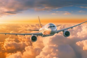 Avião acima das nuvens