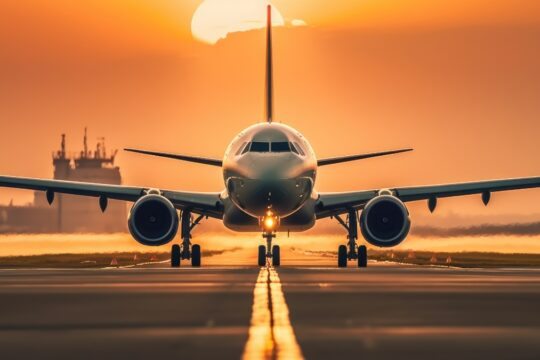 Avião aguardando para decolar