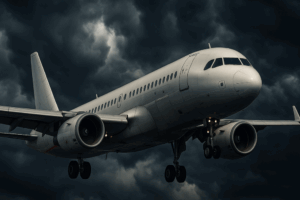 Avião em um tempo ruim