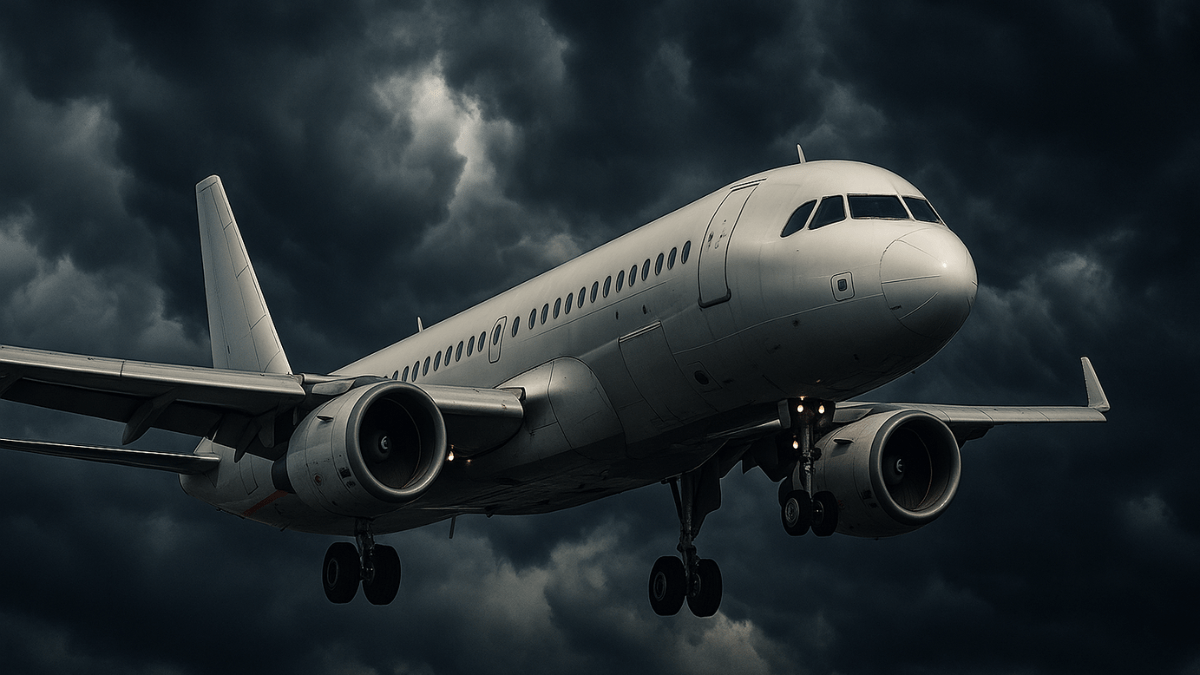 Avião em um tempo ruim
