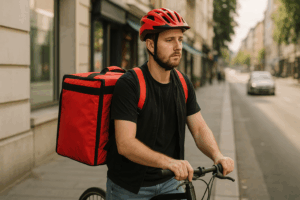 entregador de comida parado