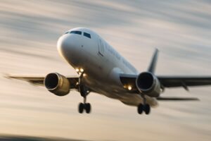 Avião no céu em movimento