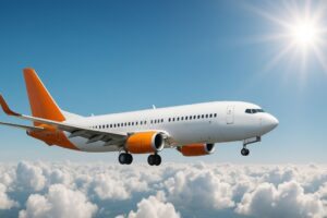 Avião voando acima das nuvens