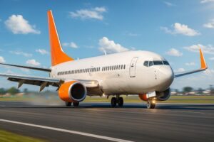 Avião na pista em um dia lindo