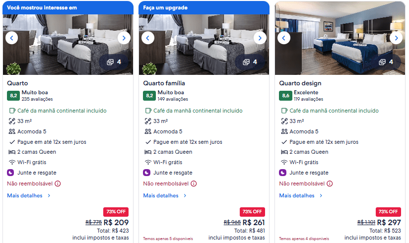 Reprodução das Promoções de Hoteis do site hoteis.com