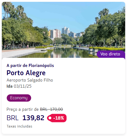 Menor preço encontrado no site da LATAM