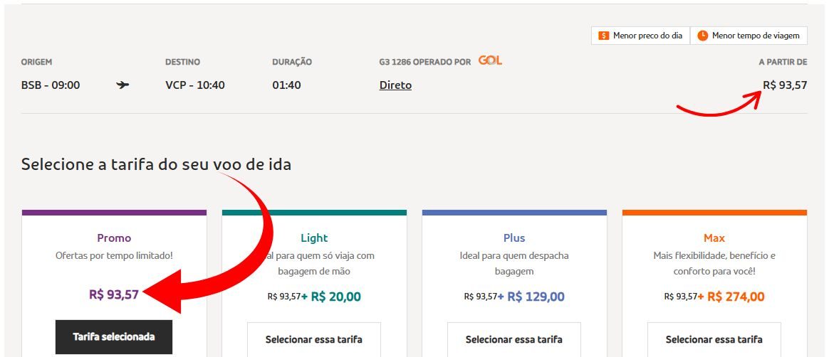 Oferta GOL trecho nacional