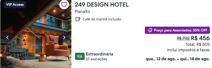 Promoção com desconto no 249 Design Hotel, no Rio Grande do Sul