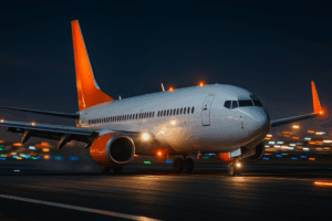 Avião pegando velocidade na pista