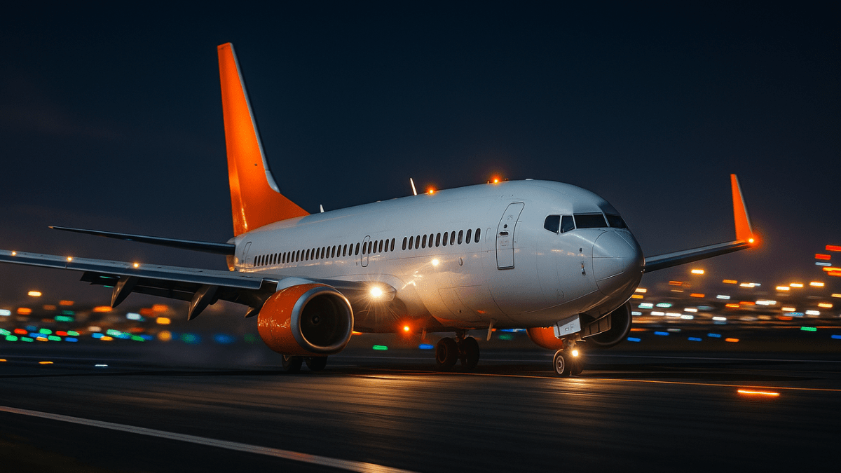 Avião pegando velocidade na pista