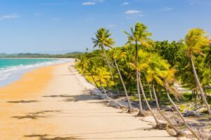 Praia nordestina do Brasil em um dia ensolarado