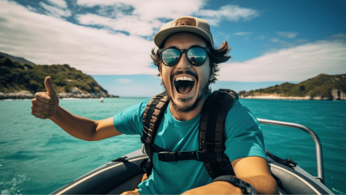 Viajante super feliz