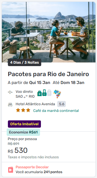 Pacote para o Rio de Janeiro
