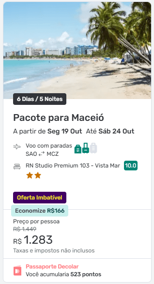 Pacote Decolar 2026 para Maceió saindo de São Paulo