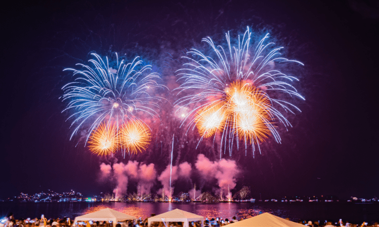 Fogos de artifício durante o Réveillon