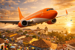 Avião sobrevoando o Carnaval de Olinda