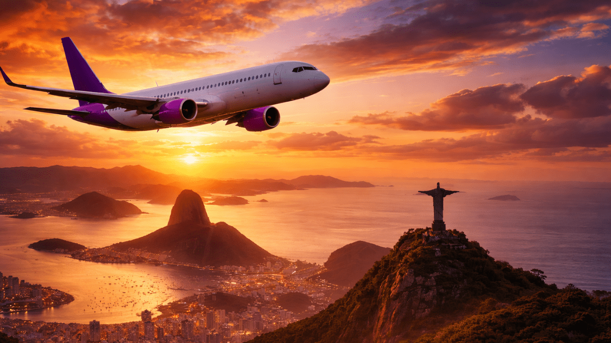 Avião sobrevoando o Rio de Janeiro